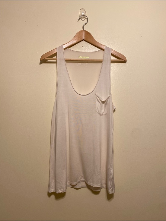 Zadig & Voltaire Tops - Zadig & Voltaire Delux Silk Cream Scoop Neck Tank with Pockets. Size L